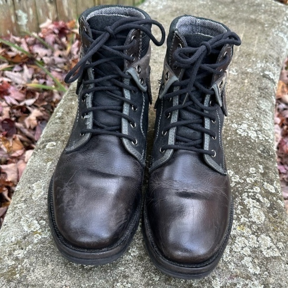 UNIONBAY Men’s Distressed Leather Mid-Top Boots - Size 11 - Picture 2 of 10